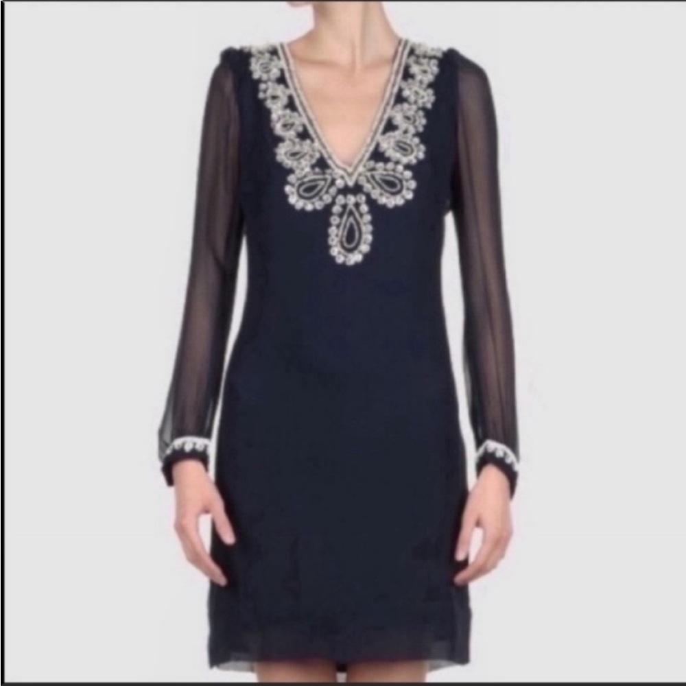 French Connection Navy Embellished Dress